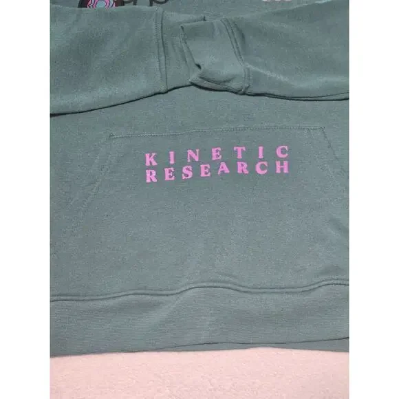 Brooklyn Sweater Women Med Kinetic Research Faded Hoodie Kangaroo Pockets Green - Picture 6 of 13